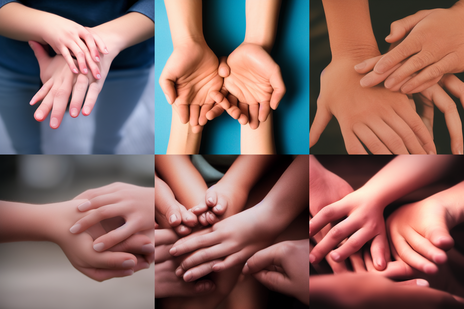 A grid of various hands with different numbers of fingers.