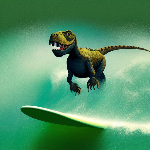 A surfing velociraptor.